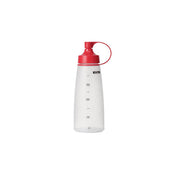 Chef Inox soft squeeze bottle with red cap, 400ml, used for sauces or dressings, made of durable plastic, suitable for kitchen use.