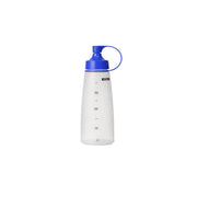 Chef Inox soft squeeze bottle with blue cap, 400ml, used for condiments, sauces, or liquids in kitchen and food service settings.