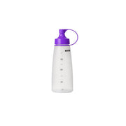 Chef Inox soft squeeze bottle with purple cap, 400ml, used for sauces or dressings, shown with a clear view of the bottle and cap.