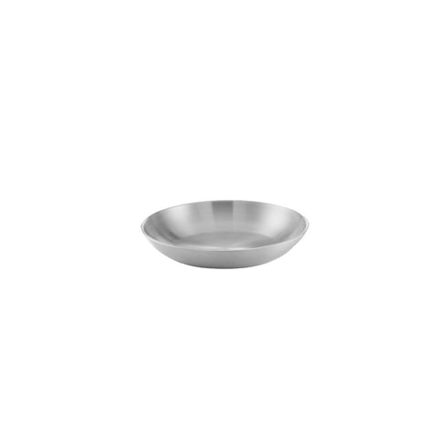 Chef Inox round seafood serving bowl, aluminum, 180x28mm, with a polished finish, ideal for serving seafood and appetizers.