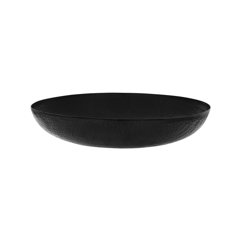 Chef Inox hammered round serving bowl for seafood, 400mm black stainless steel, with a sleek hammered finish and 8L capacity.