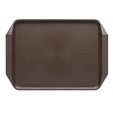 Brown Chef Inox rectangular fast food serving tray, 425x300x35mm, made of durable polypropylene, ideal for food service.