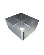 3Monkeez 1.5mm hand-fabricated stainless steel bowl from the Gastronom Range, 90mm outlet, 450x510x250mm size.