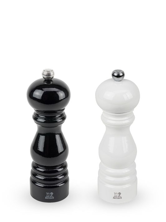 PEUGEOT Duo Pepper & Salt Mill  Black & White Beechwood - 18cm - Hospitality Connect