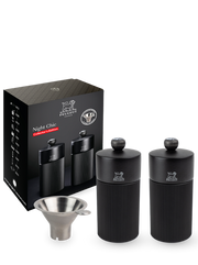 PEUGEOT Line Pepper Mill & Salt Mill Matt Black 12Cm + Stainless Steel Funnel Black - 12cm - Hospitality Connect