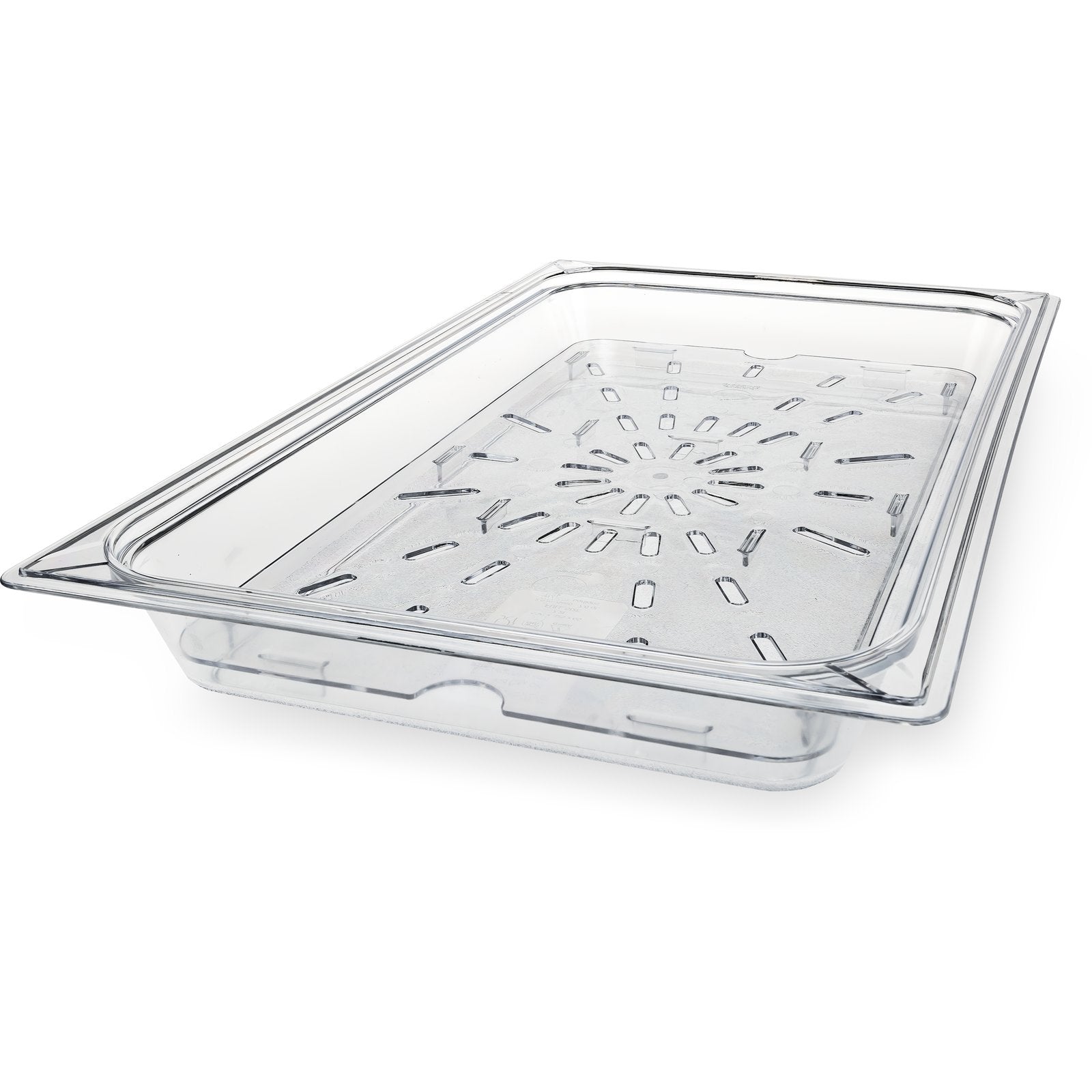 1021507 Carlisle StorPlus Clear Polycarbonate 1/1 Drain Shelf 251mm x 451mm x 15mm - Pack of 6 - Pack Price - Hospitality Connect