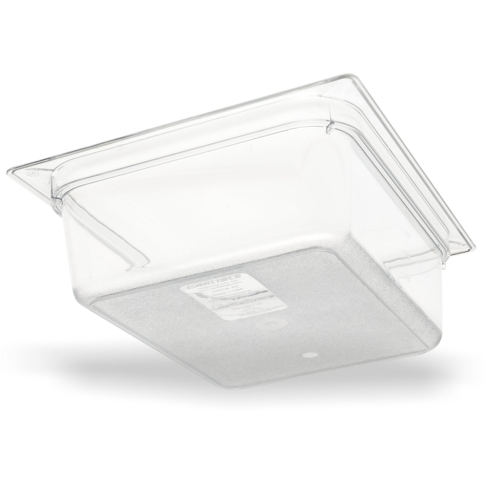 10221B07 Carlisle Clear Polycarbonate Half Size Food Pan 5.7L Capacity 324mm x 264mm x 100mm - Pack of 6 - Pack Price - Hospitality Connect