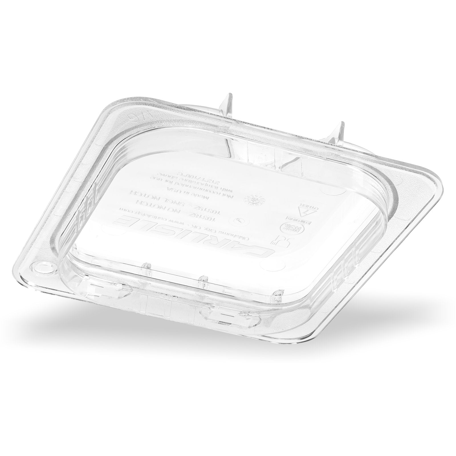 10319Z07 Carlisle StorPlus EZ Access Clear Polycarbonate 1/6 Hinged Lid with Handle, Single Notched 160mm x 175mm x 28mm - Pack of 6 - Pack Price - Hospitality Connect