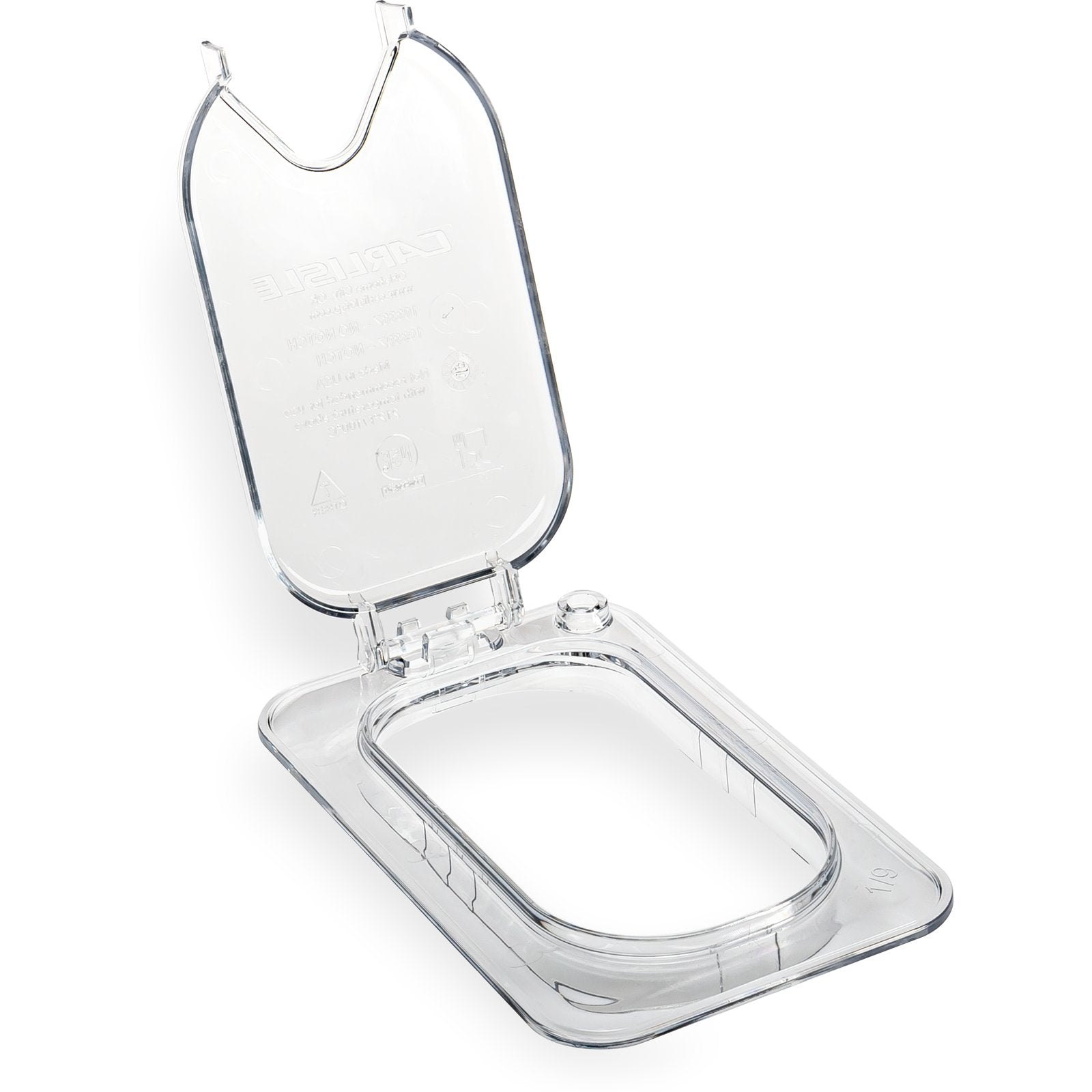 10339Z07 Carlisle StorPlus EZ Access Clear Polycarbonate 1/9 Hinged Lid with Handle, Single Notched 110mm x 175mm x 28mm - Pack of 6 - Pack Price - Hospitality Connect