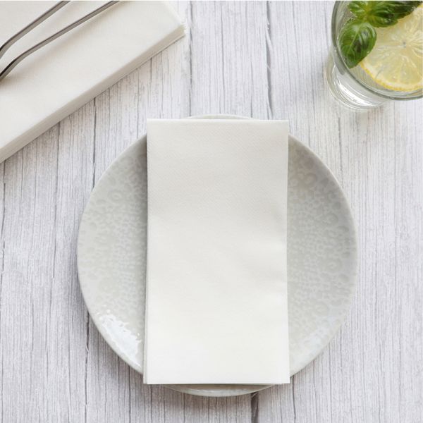 Bionap  Napkin Airlaid 40x40 GT White x800 (16x50) Compostable Box of 800 - Hospitality Connect