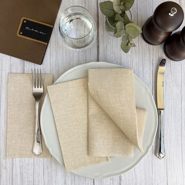 Bionap Napkin Airlaid 40x40 GT Fabric Ivory x800 (16x50) Compostable Box of 800 - Hospitality Connect