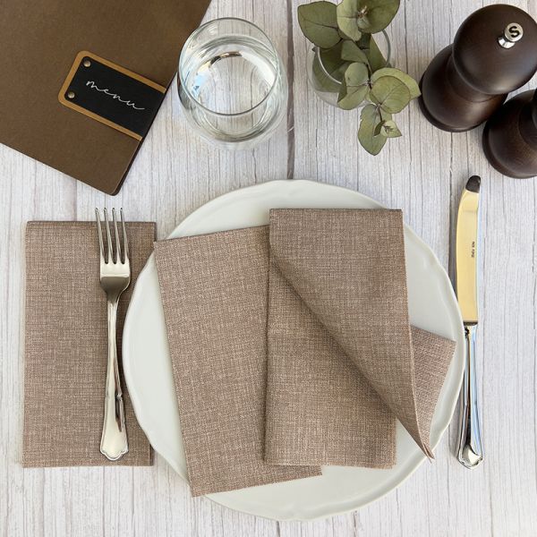 Bionap  Napkin Airlaid 40x40 GT Fabric Brown x800 (16x50) Compostable Box of 800 - Hospitality Connect