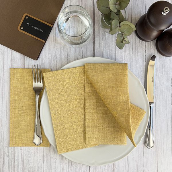 Bionap  Napkin Airlaid 40x40 GT Fabric Amber x800 (16x50) Compostable Box of 800 - Hospitality Connect