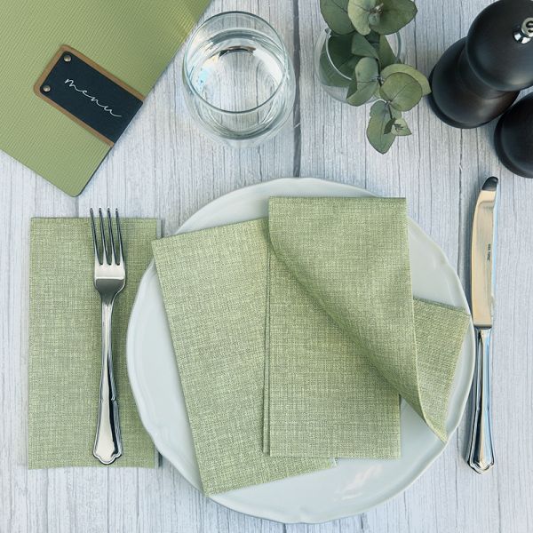 Bionap  Napkin Airlaid 40x40 GT Fabric Green x800 (16x50) Compostable Box of 800 - Hospitality Connect