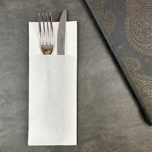 Bionap  Napkin Airlaid 40x32 w/Pocket White x1200 (24x50) Compostable  Box of 1200 - Hospitality Connect