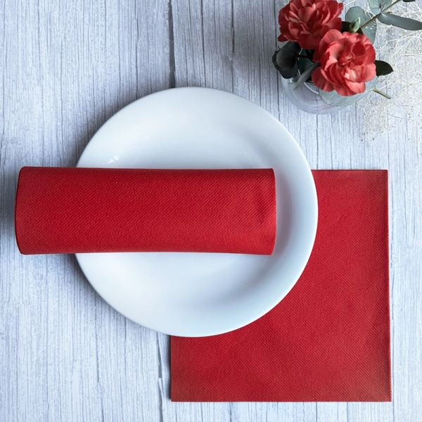 Bionap  Napkin Airlaid 40x40 Color Red x800 (16x50) Compostable Box of 800 - Hospitality Connect