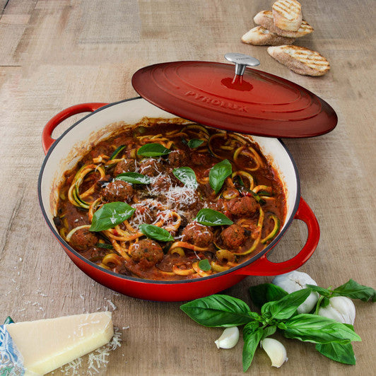 Pyrolux Round Chef Pan 24cm/2.5 Litre - Chilli Red - Hospitality Connect