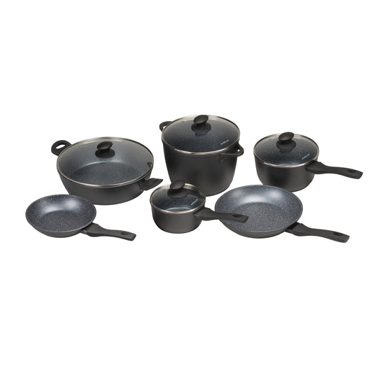 Pyrolux PYROSTONE 6 Piece Cookware Set - Fry Pan 20cm, Fry Pan 26cm, Saucepan 16cm/1.5 Litre, Saucepan 20cm/3 Litre, Stockpot 24cm/6.4 Litre, Chef Pan 30cm/4.6 Litre - Hospitality Connect
