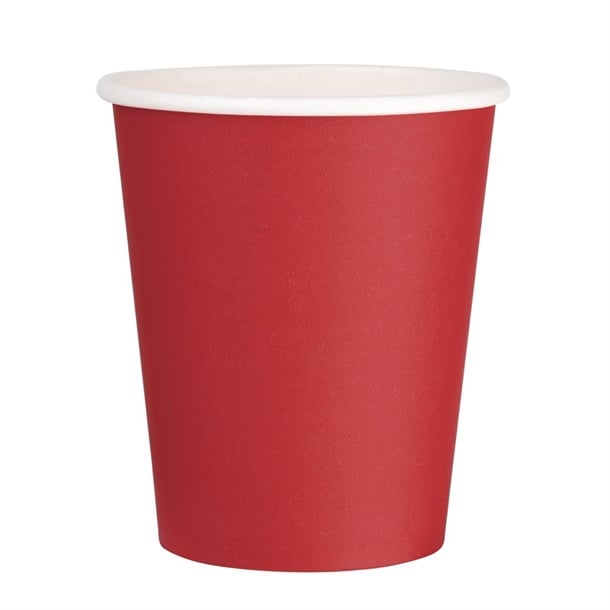 Fiesta Recyclable Hot Cup Single Wall Red 225ml (Sleeve 50)