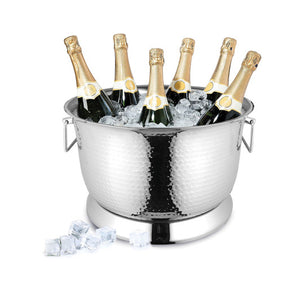AVANTI Providence hammered double wall round party tub for keeping beverages cold, made of durable metal with a hammered finish.