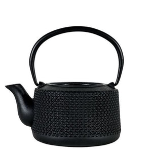 Black Avanti Emperor Hobnail cast iron teapot with 800ml capacity, featuring a textured hobnail design and traditional shape.