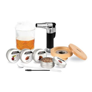 Avanti cocktail shaker with smoking kit and accessories for creating smoked cocktails at home.