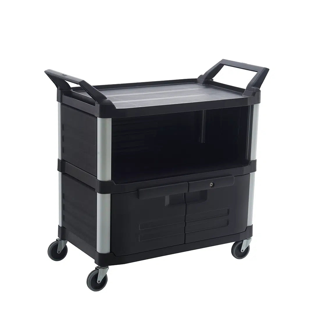 TRUST COMMERCIAL 3 TIER 1030 x 510 x 960mm ENCL 2 LOCKABLE DOORS BLACK (4025)