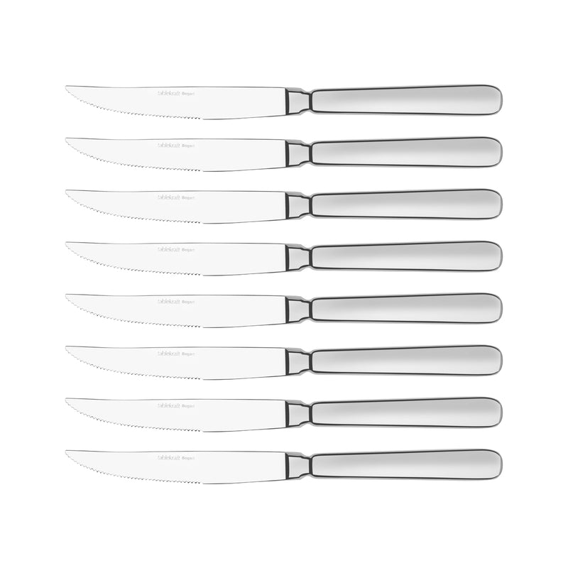 TABLEKRAFT BOGART STEAK KNIVE SET 8pc SOLID S/S 245mm