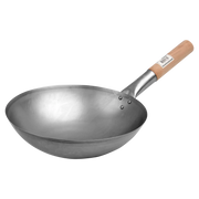 KH WOK 12" 300mm WOOD HANDLE 1.2mm UNSEASONED IRON
