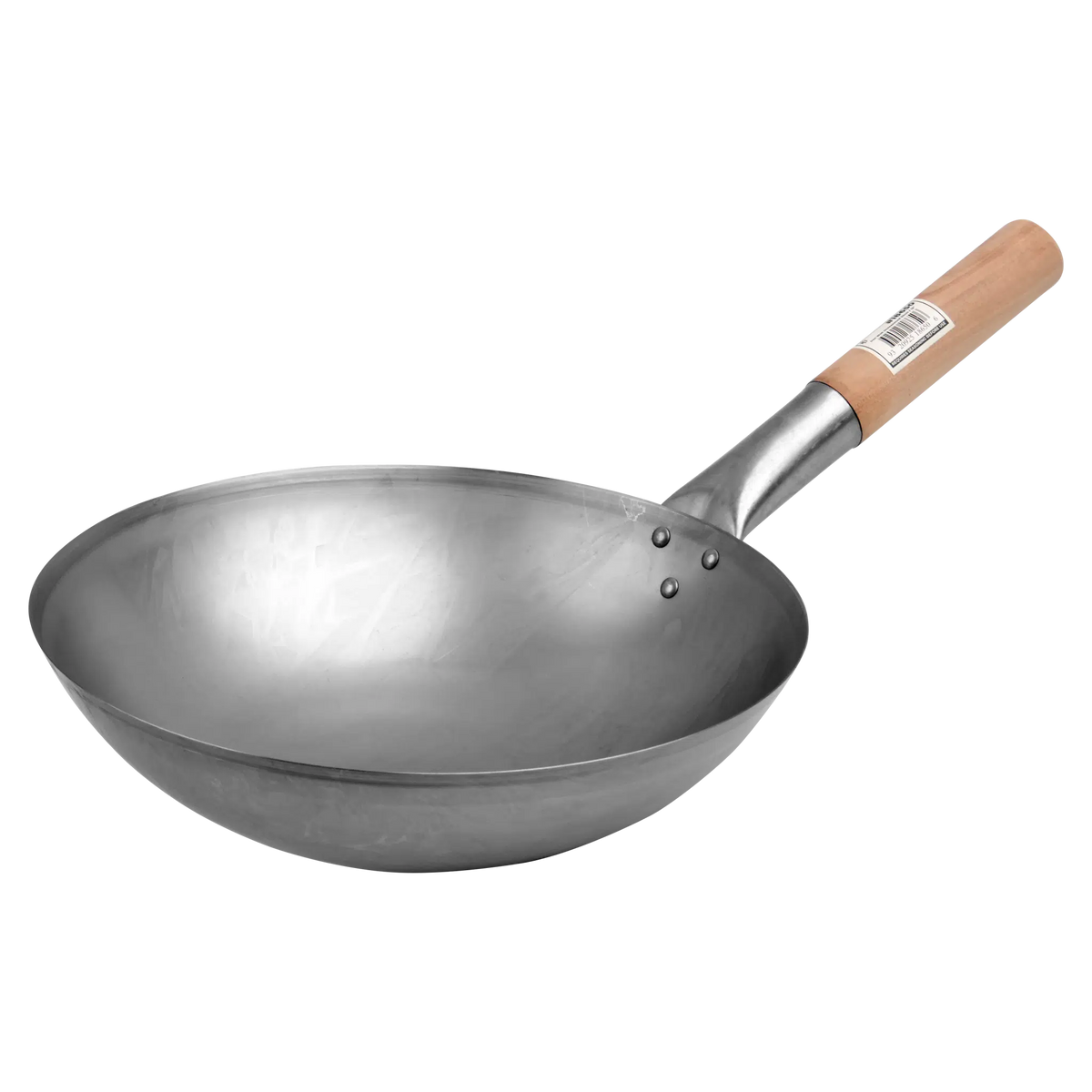 KH WOK 15" 380mm WOOD HANDLE 1.2mm UNSEASONED IRON