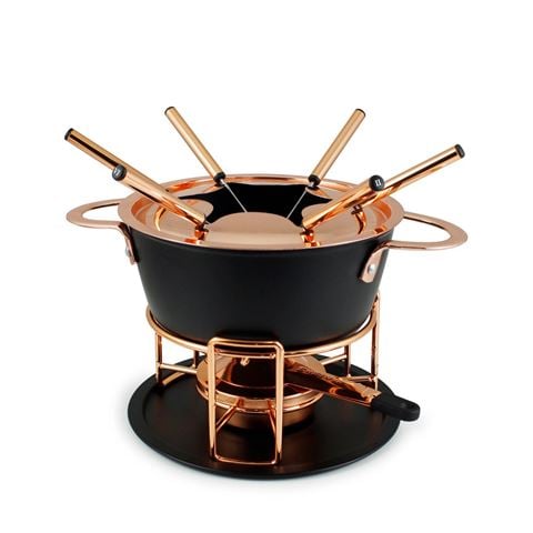 SWISSMAR Fondue Realp 11 Piece Fondue Set - Black and Copper - Hospitality Connect