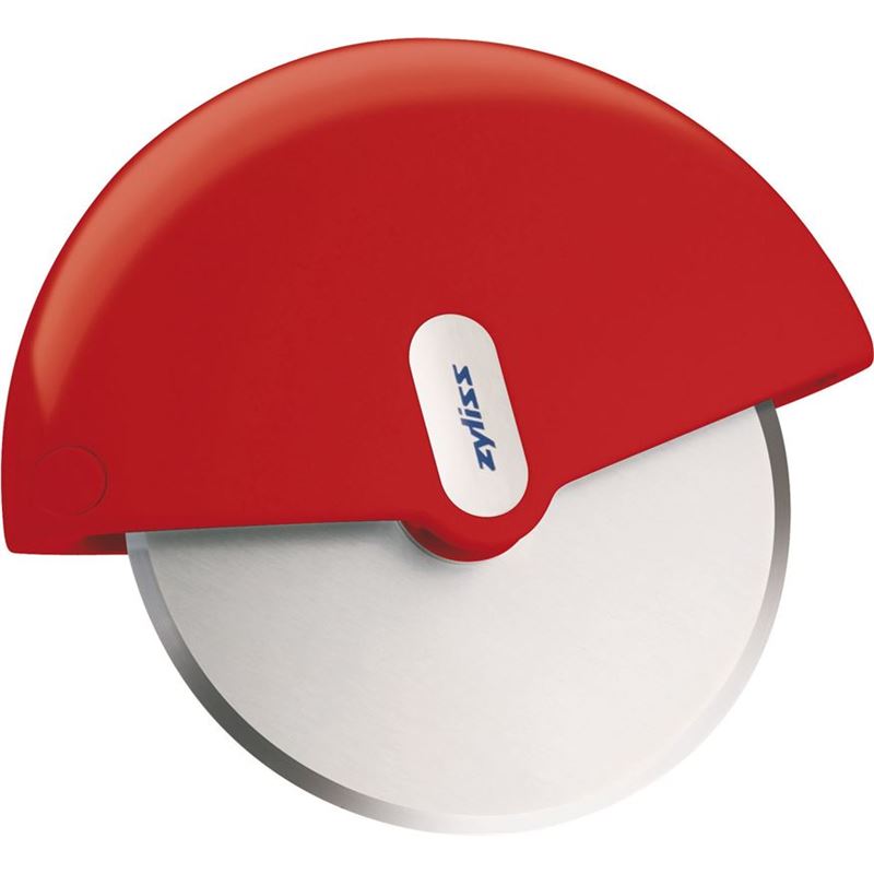 Zyliss Pizza Wheel 13133, a stainless steel pizza cutter with a sharp circular blade and ergonomic handle for easy slicing.