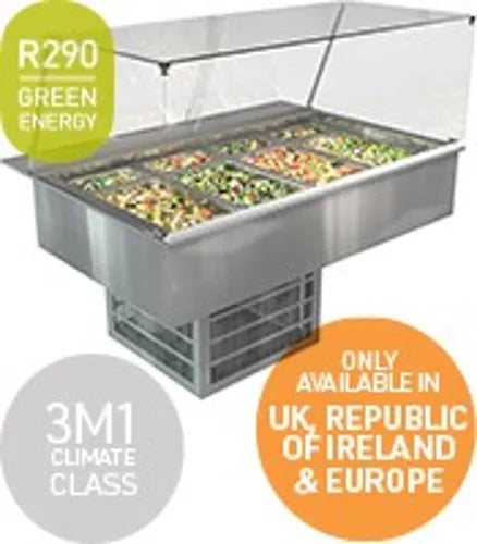 Cossiga Linear LS Refrigerated Well Square Glass Assisted service with Acrylic Rear Doors 1145mm LSRF3-FS - Hospitality Connect