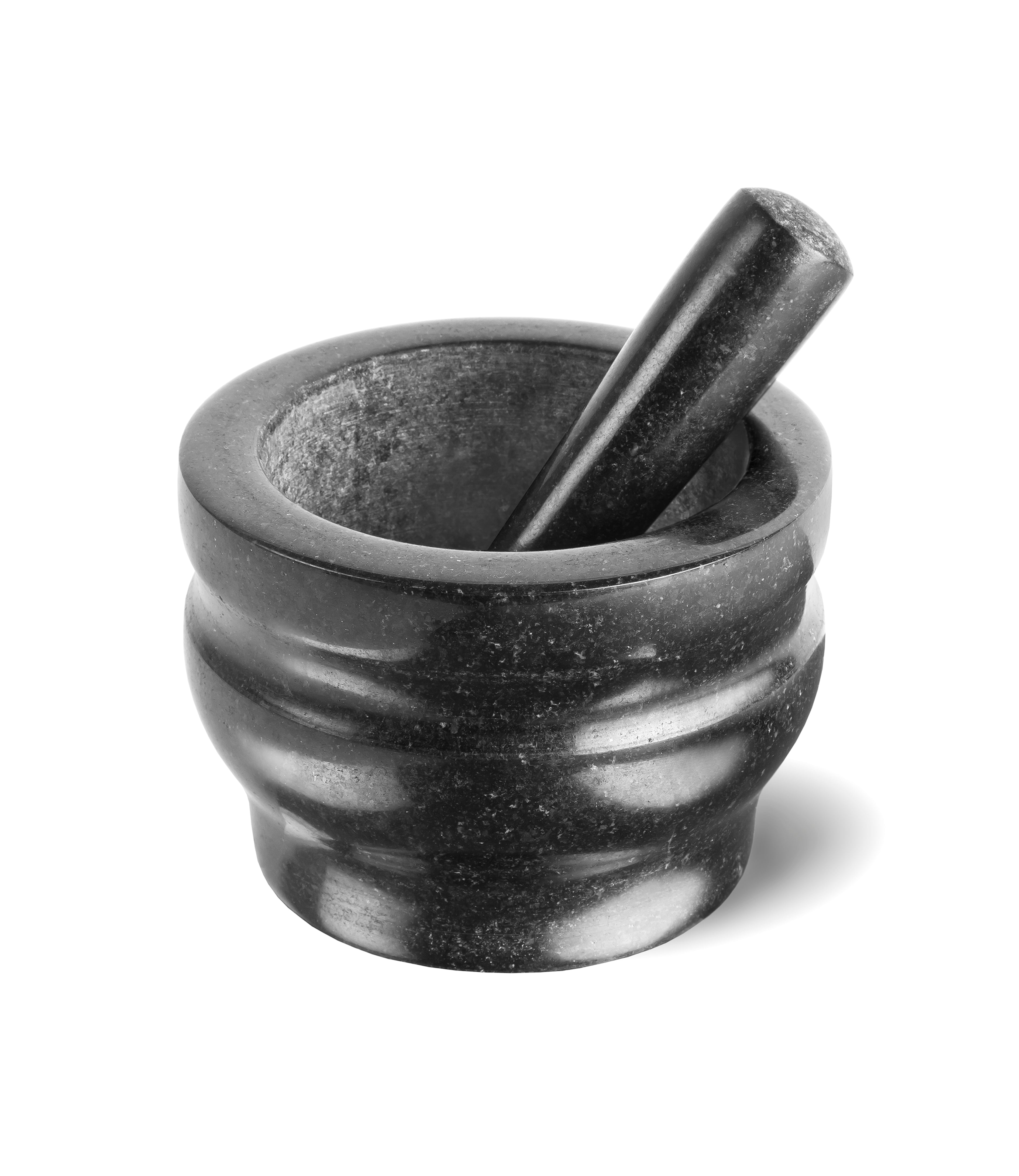 Cole & Mason Worcester granite pestle and mortar, 14cm, with textured granite surface for grinding herbs and spices.