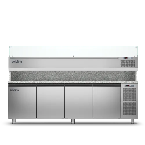 Coldline Pizza Preparation Counters - 4 Door with Display top TZ21/1M VP. - Hospitality Connect