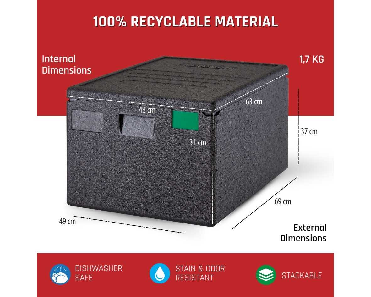 CAMBRO GO BOX - TOP LOADING - 40 X 60 200MM DEEP  53L - Black