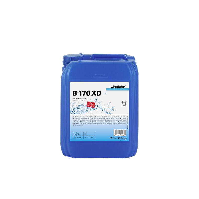 Winterhalter B170X high-concentrate rinse aid for fast drying of plastics, 10-liter bottle, ideal for commercial dishwashers