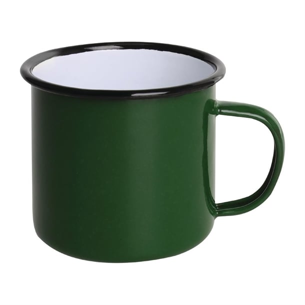 Olympia Enamel Green/Black Mug - 350ml 12.25oz (Box 6) - Hospitality Connect