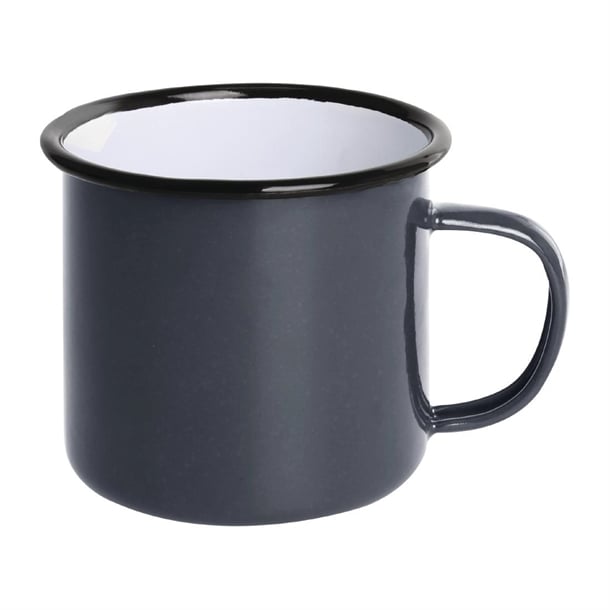 Olympia Enamel Grey/Black Mug - 350ml 12.25oz (Box 6) - Hospitality Connect