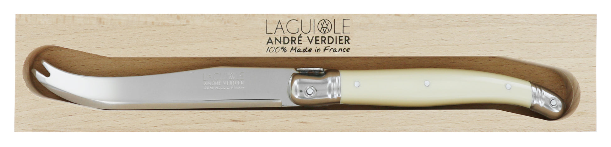 Andre Verdier Laguiole DEBUTANT OMNICOLOUR  Ivory Cheese Knife Large 23534 - Hospitality Connect
