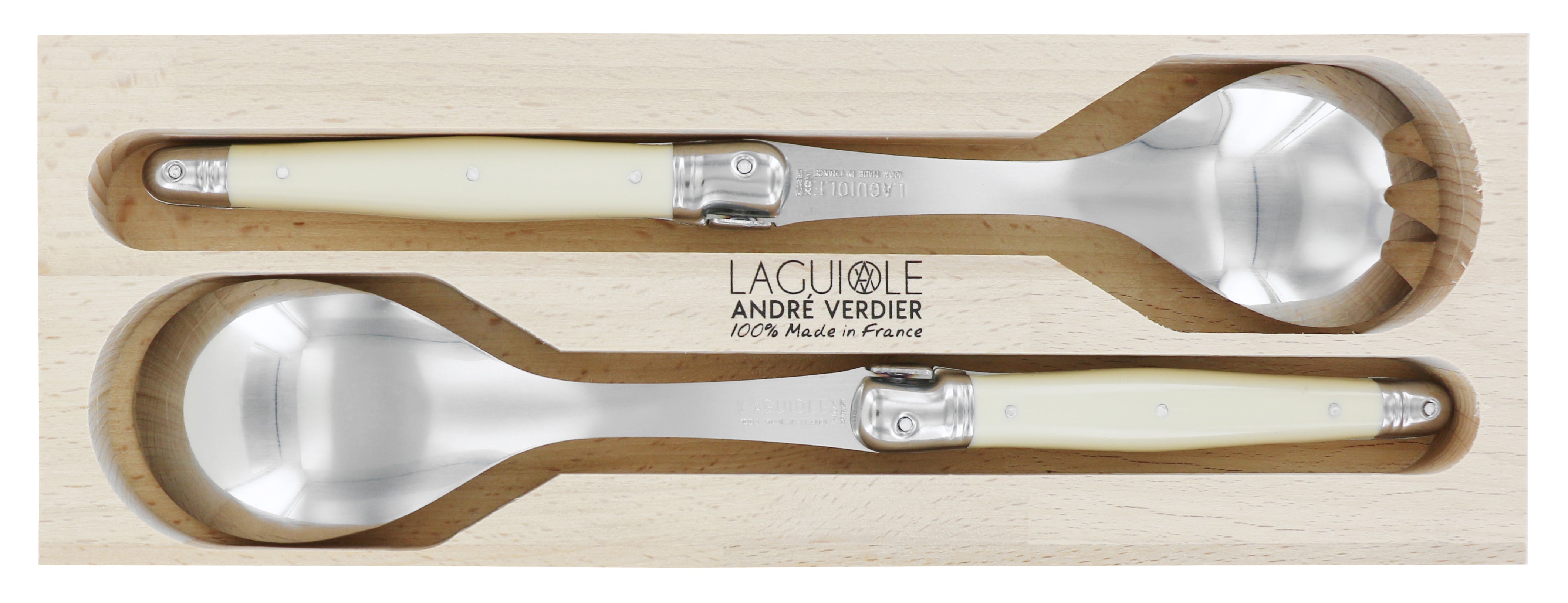 Andre Verdier Laguiole DEBUTANT OMNICOLOUR  Ivory Salad Set 2 Piece 23540