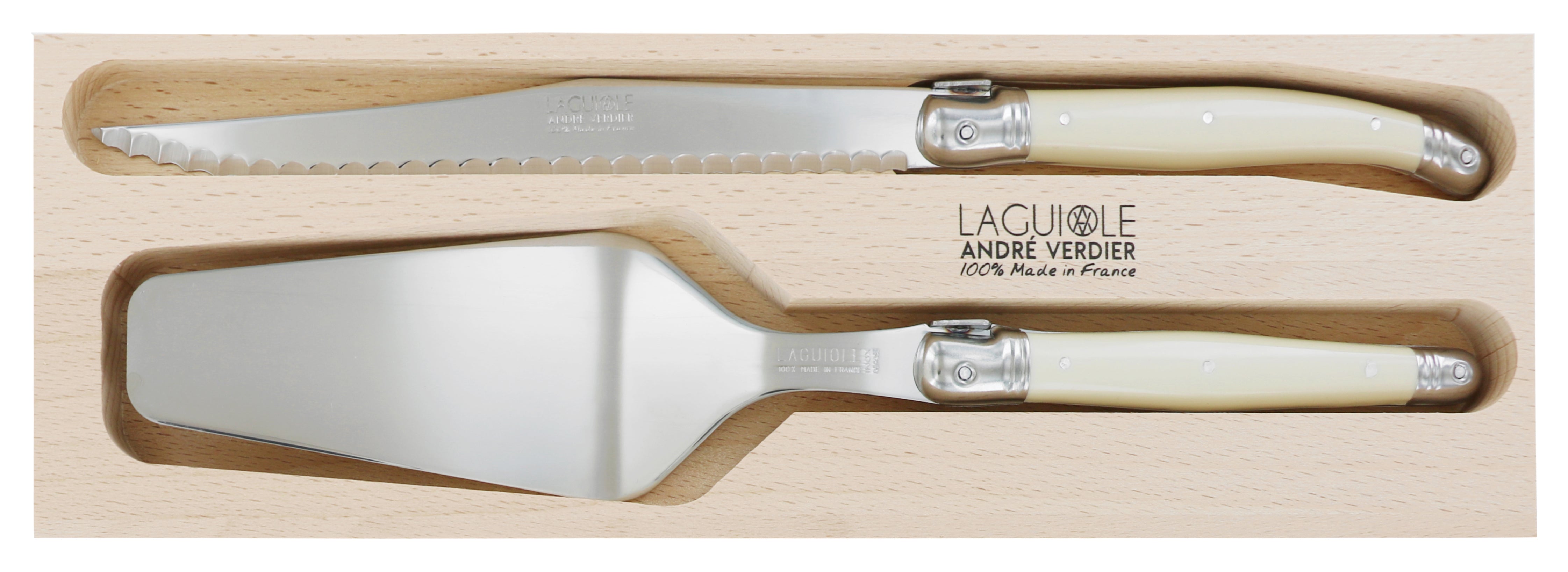 Andre Verdier Laguiole DEBUTANT OMNICOLOUR  Ivory Pastry Set 2 Piece 23544