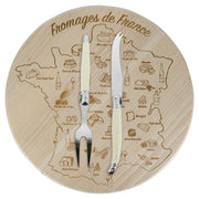 Andre Verdier Laguiole DEBUTANT OMNICOLOUR  Ivory Cheese Set 2 Piece Plus Board 23545