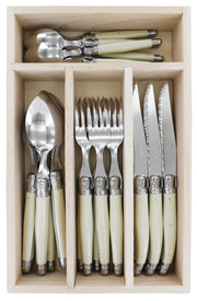 Andre Verdier  Laguiole DEBUTANT OMNICOLOUR  Ivory Cutlery Set 24 Piece in Tray 23547