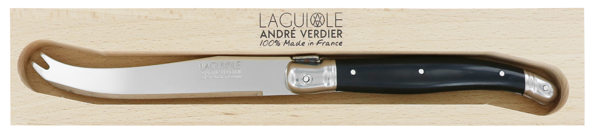 Andre Verdier  Laguiole DEBUTANT OMNICOLOUR BlackCheese Knife Large 23568 - Hospitality Connect