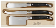 Andre Verdier Laguiole DEBUTANT OMNICOLOUR Black Cheese Knife Set 3 Piece 23571