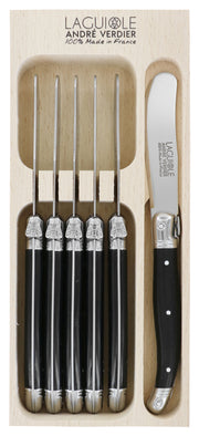 Andre Verdier Laguiole DEBUTANT OMNICOLOUR Black Butter Spreader Set 6 Piece 23572 - Hospitality Connect