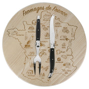 Andre Verdier Laguiole DEBUTANT OMNICOLOUR Black Cheese Set 2 Piece Plus Board 23579 - Hospitality Connect