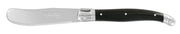 Andre Verdier Laguiole Debutant black butter spreader knife with a sleek design, ideal for spreading and serving in the kitchen.