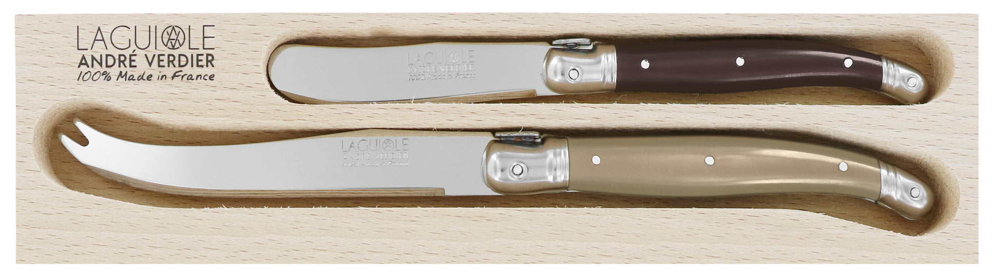 Andre Verdier Laguiole DEBUTANT OMNICOLOUR Mixed (CHOC SERIES) Cheese Set 2 Piece 23603 - Hospitality Connect